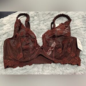 Aubade Espresso Brown Softessence  Lace Underwire Bra Size 36E NWT